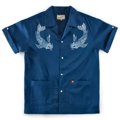 Club Shirt Koi Carp Embroidered Blue