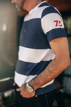 &Sons 75 T-Shirt Indigo Stripe