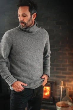 &Sons Ahab Submariner Rollneck Jumper Grey