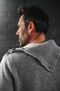 &Sons Ahab Submariner Rollneck Jumper Grey