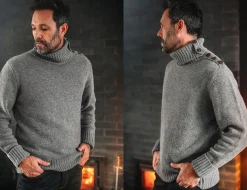 &Sons Ahab Submariner Rollneck Jumper Grey