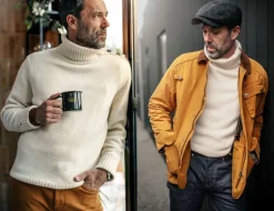 &Sons Ahab Submariner Rollneck Jumper Ecru