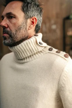&Sons Ahab Submariner Rollneck Jumper Ecru