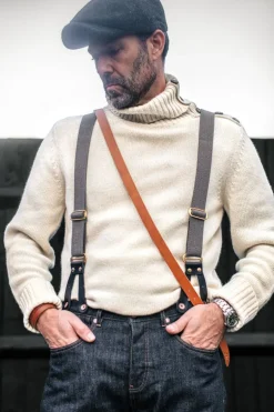 &Sons Ahab Submariner Rollneck Jumper Ecru