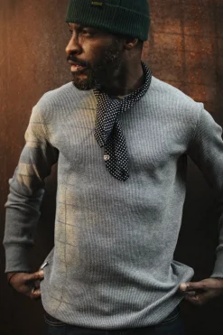 &Sons Base Waffle Crew Neck Grey Marl