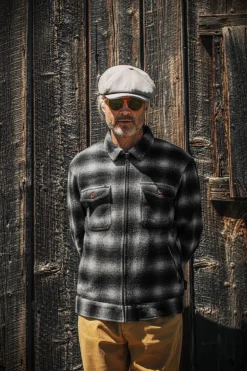 &Sons Cab Coat Grey Check