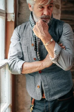 &Sons Drifter Wool Waistcoat Grey