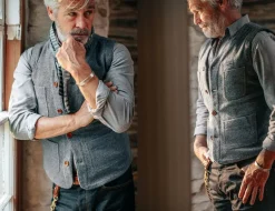 &Sons Drifter Wool Waistcoat Grey