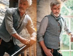 &Sons Drifter Wool Waistcoat Grey