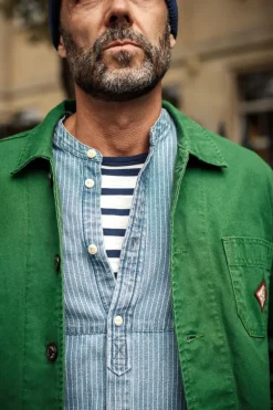 &Sons Emerson Shirt Indigo Stripe
