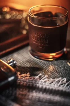 &Sons Leather Whiskey Glass Band Brown
