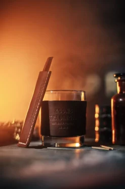 &Sons Leather Whiskey Glass Band Brown