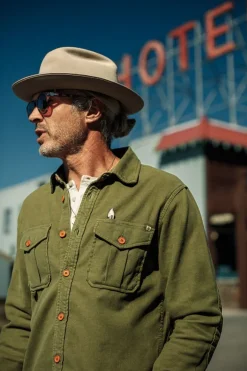 &Sons Lichen Moleskin Shirt Army Green