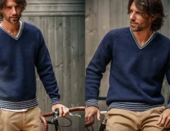 &Sons Old School V-Neck Jumper Navy