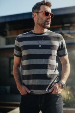 &Sons Papillon T-Shirt Grey Stripe