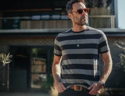 &Sons Papillon T-Shirt Grey Stripe