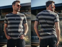 &Sons Papillon T-Shirt Grey Stripe