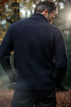 &Sons Port Shawl Collar Jumper Navy