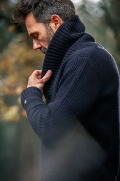 &Sons Port Shawl Collar Jumper Navy