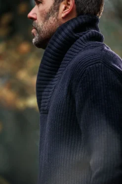 &Sons Port Shawl Collar Jumper Navy