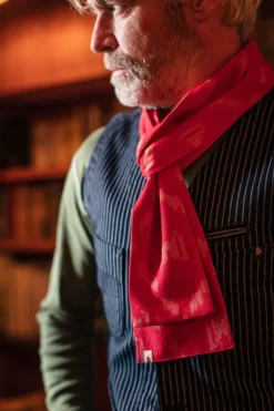 &Sons Red Ikat Scarf