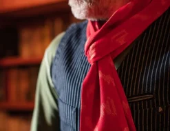 &Sons Red Ikat Scarf