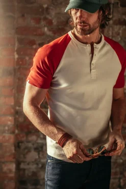 &Sons The Chariot Henley Shirt Raw/Red