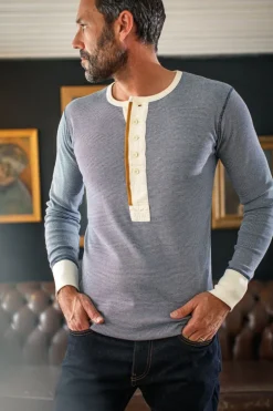 &Sons Wilder Henley Ticking Blue