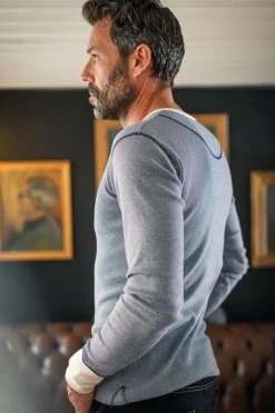 &Sons Wilder Henley Ticking Blue