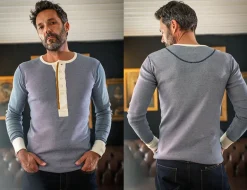 &Sons Wilder Henley Ticking Blue