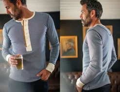 &Sons Wilder Henley Ticking Blue