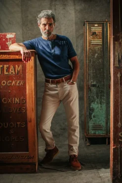 The New Elder Henley Short Sleeve Shirt Indigo