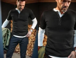 The New Elder Henley Short Sleeve Shirt Black
