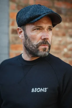 Thompson Baker Boy Hat- Black Herringbone