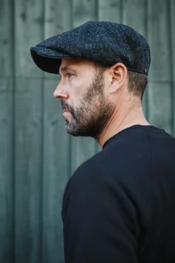 Thompson Baker Boy Hat- Black Herringbone
