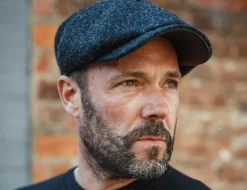 Thompson Baker Boy Hat- Black Herringbone