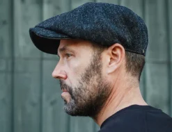 Thompson Baker Boy Hat- Black Herringbone