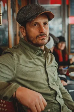 Thompson Baker Boy Hat- Grey Herringbone